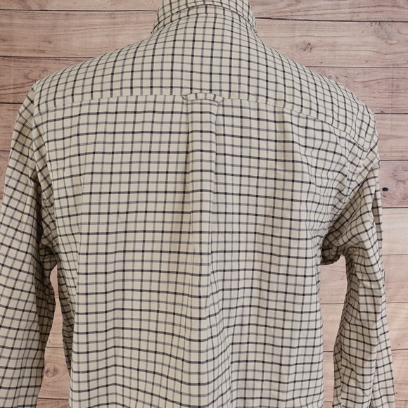 ROUNDTREE & YORKE OXFORD BEIGE CHECK BUTTON DOWN SHIRT MENS SIZE L LARGE - Picture 5 of 7